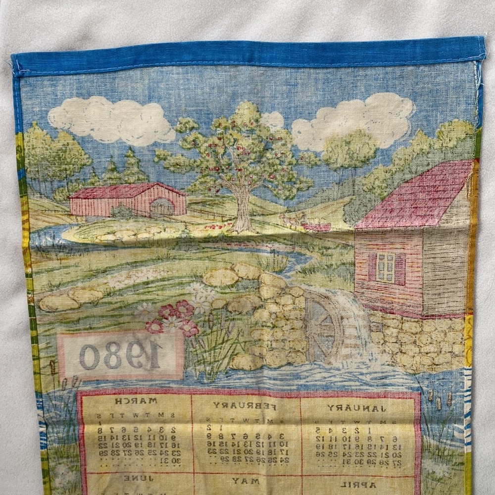 Kitchen Towel 1980 Calendar Linen Type Vintage - Picture 4 of 5